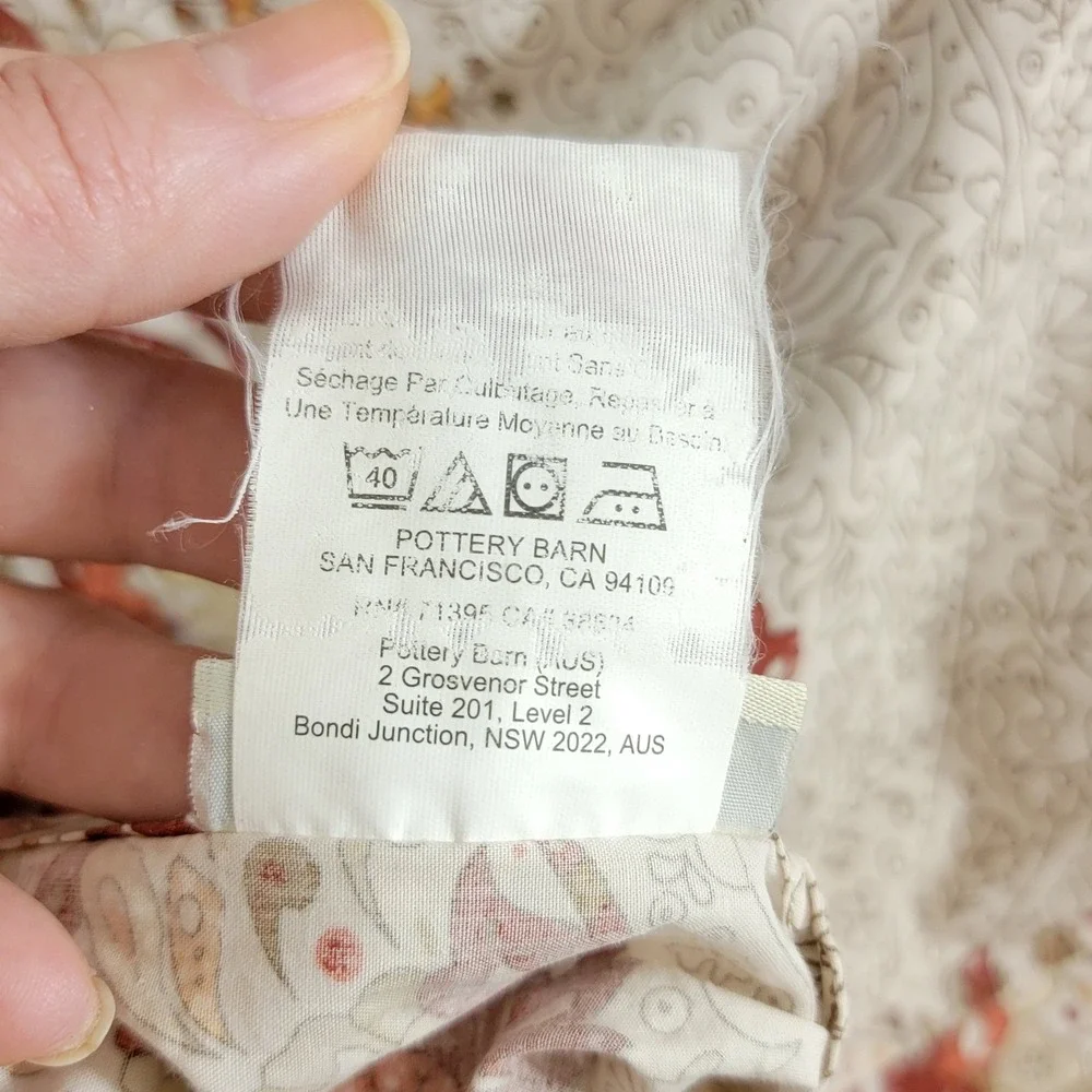 Pottery Barn King Duvet Cover 1 Sham Set Terracotta Red Damask Medallion Cotton